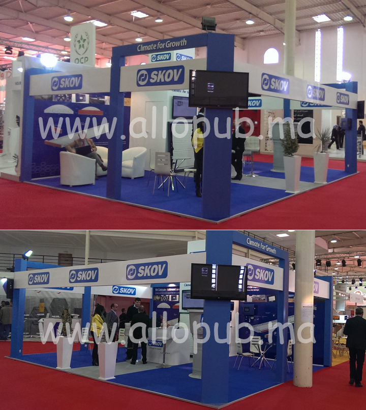 Stand d’exposition Skov bleu et blanc